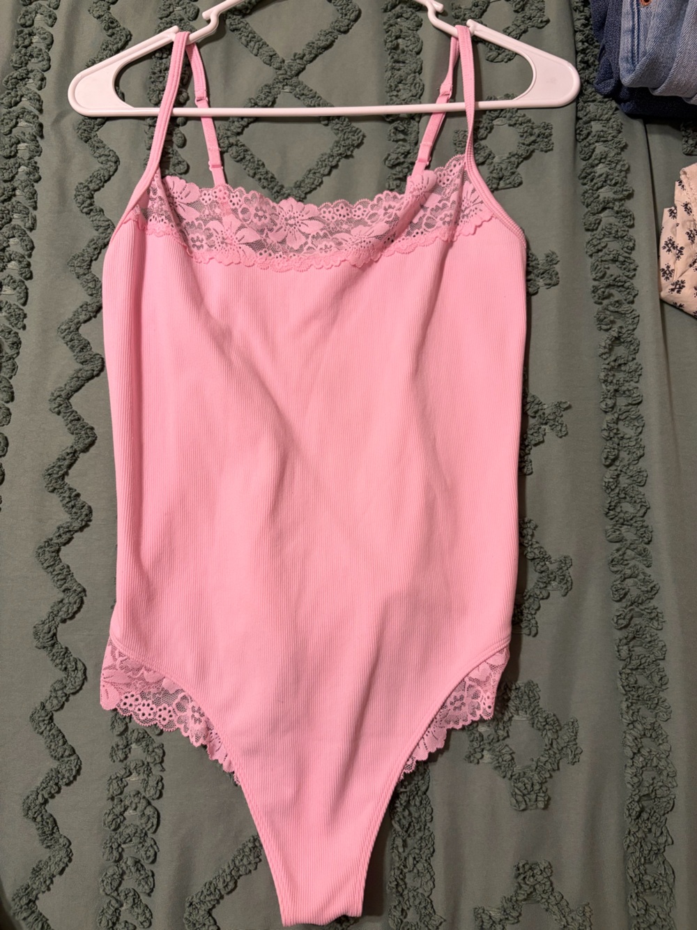 Victoria's Secret Pink Lace-Trim Bodysuit
